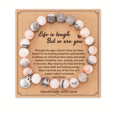 Amethyst Healing Bracelet Love Heart Pendant Energy Healing & Relax Anxiety