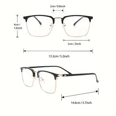 Men's Half Frame Metal Glasses for Formal Occasions