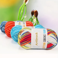 50g Multicolor Yarn + 2 Needles, Cotton Yarn for Knitting Crocheting