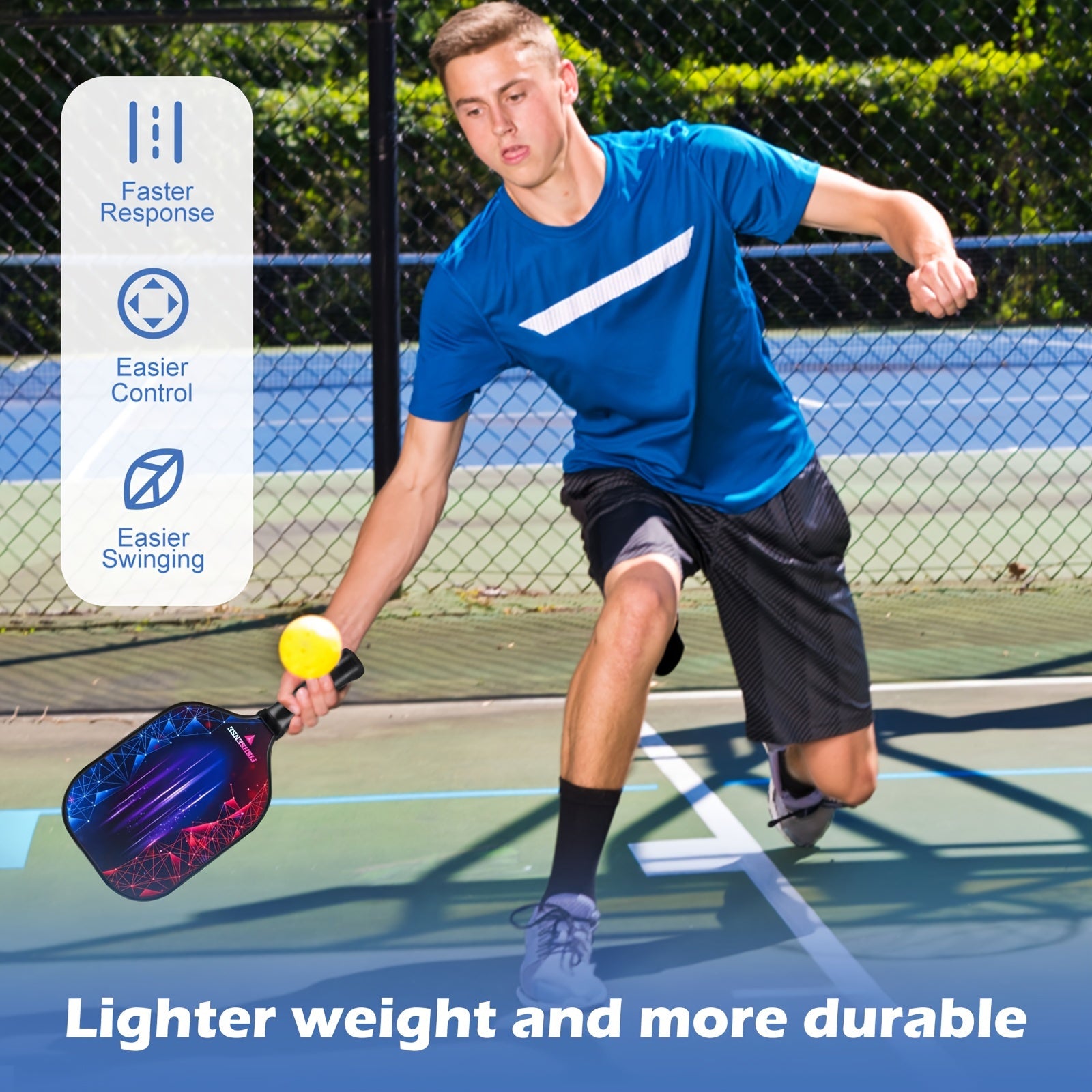 Carbon Fiber Pickleball Paddles Set of 2 Lightweight Rackets
