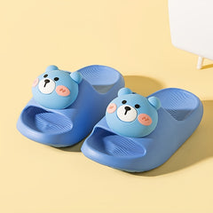 Cartoon Bear Open Toe Slippers For Girls - Lightweight Non Slip Indoor Slippers