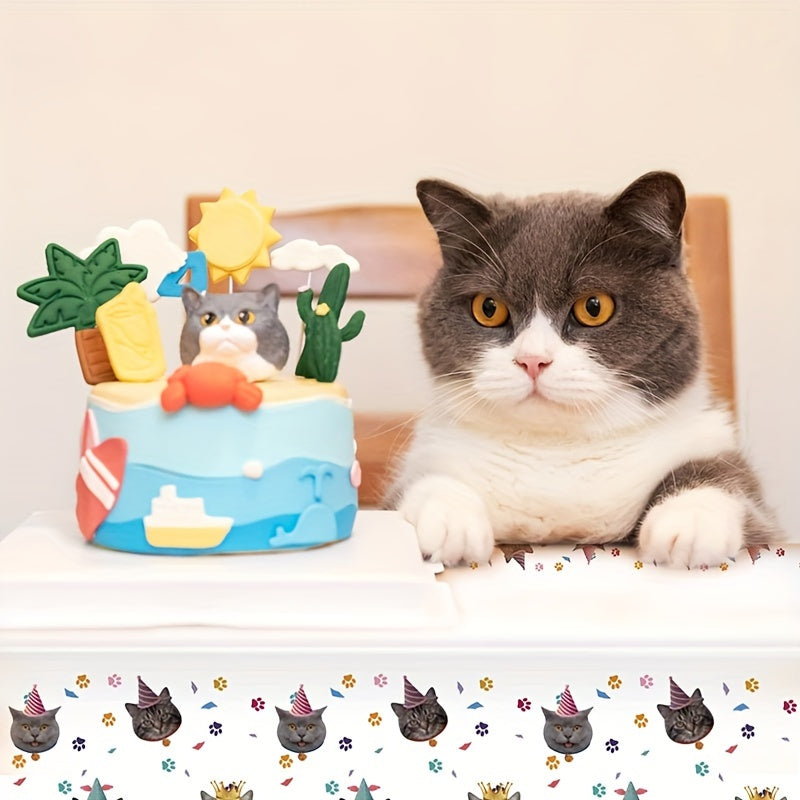 Cat Paw Print Plastic Tablecloth for Pet Themed Party