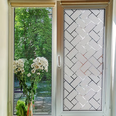 Geometric Electrostatic Glass Window Film Privacy Decor