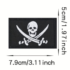 Pirate Skeleton Embroidery Patch Hook & Loop for Vest Hat Jackets