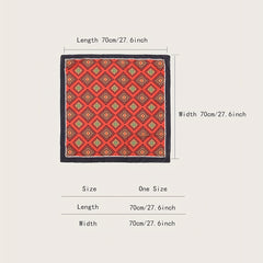 Red Bandana Boho Printed Square Scarf Neckerchief Head Wrap