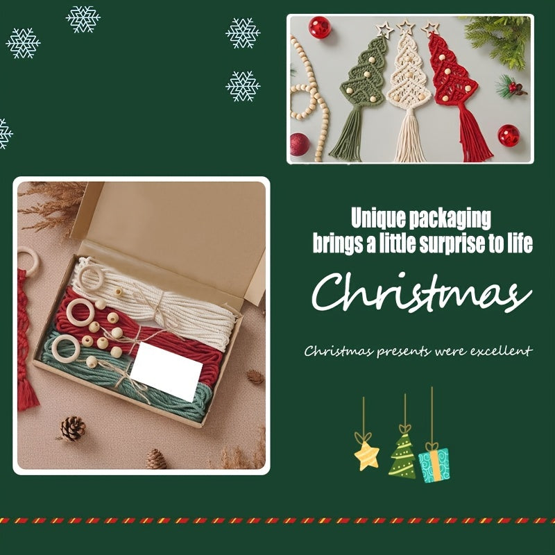 3pcs Christmas Tree Macrame Cords Kit DIY Arts And Crafts Decoration