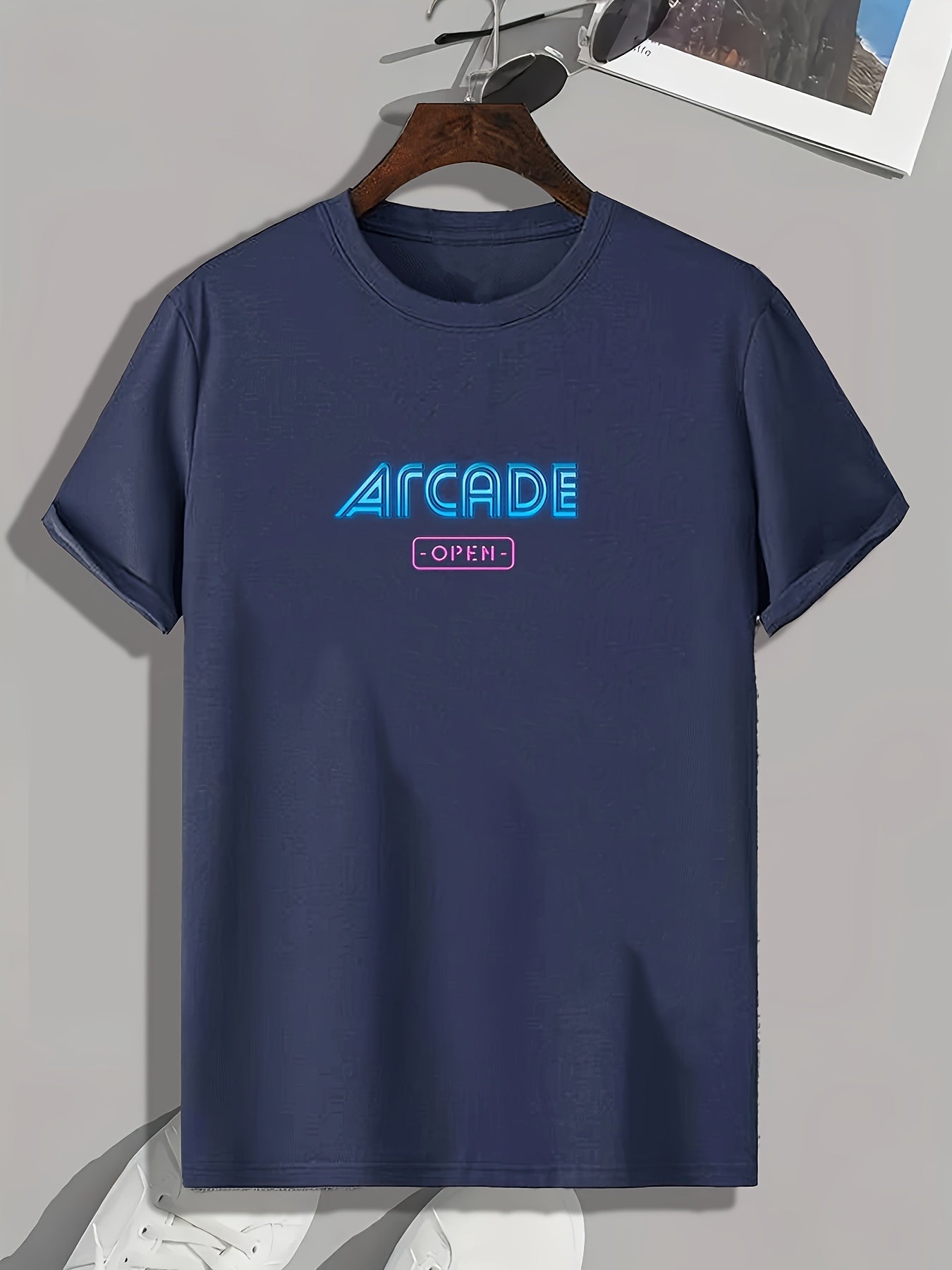 ARCADE Pattern Print Men's Comfy Sports T shirt Graphic Tee
