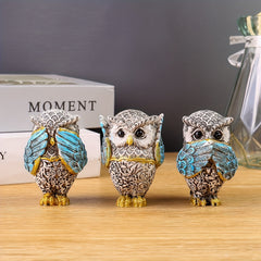 3pcs Three No Owls Statue Resin Decoration Crafts for Home