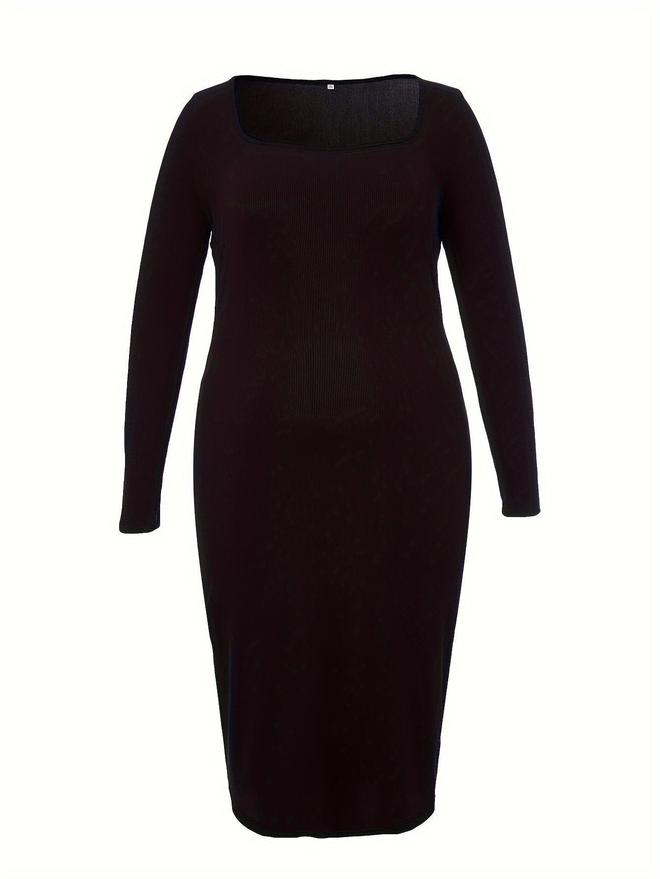 Ribbed Long Sleeve Bodycon Midi Dress