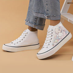 Women's Comic Pattern Canvas Shoes Lace Up Lightweight