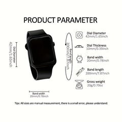 Fashionable Sports PVC Square Electronic Watch Set Gift