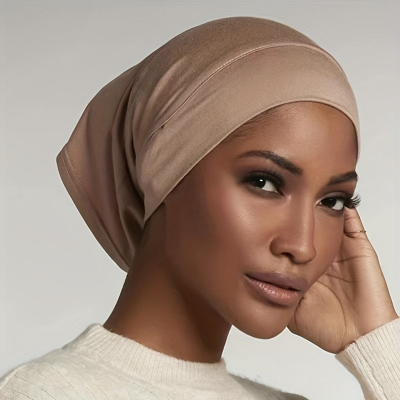 Soft Inner Hijab Hat Women Turban Cap Solid Head Wraps Breathable Underscarf