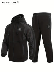 Men's Zip Up Warm Jacket & Drawstring Pants Set