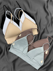 5 Pack Women's Deep V Sport Bras Double Strap Medium Stretch Lingerie