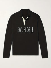 Funny Pattern Knit Polo Shirt for Men