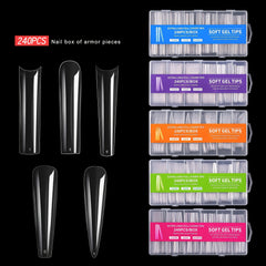240Pcs C Curve Nail Tips Clear False Nail Tips for Gel Acrylic Press On Nails