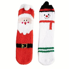 2 Pairs Christmas Elk Fleece Warm Socks