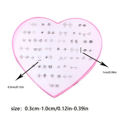 36 Pairs of Silver Stud Earrings Mixed Hair Women's Jewelry Women's Accessories