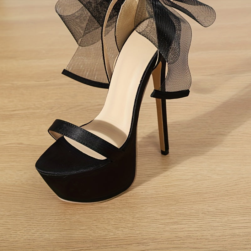 Women's Bowknot Stiletto Heels Buckle Strap Platform Pumps