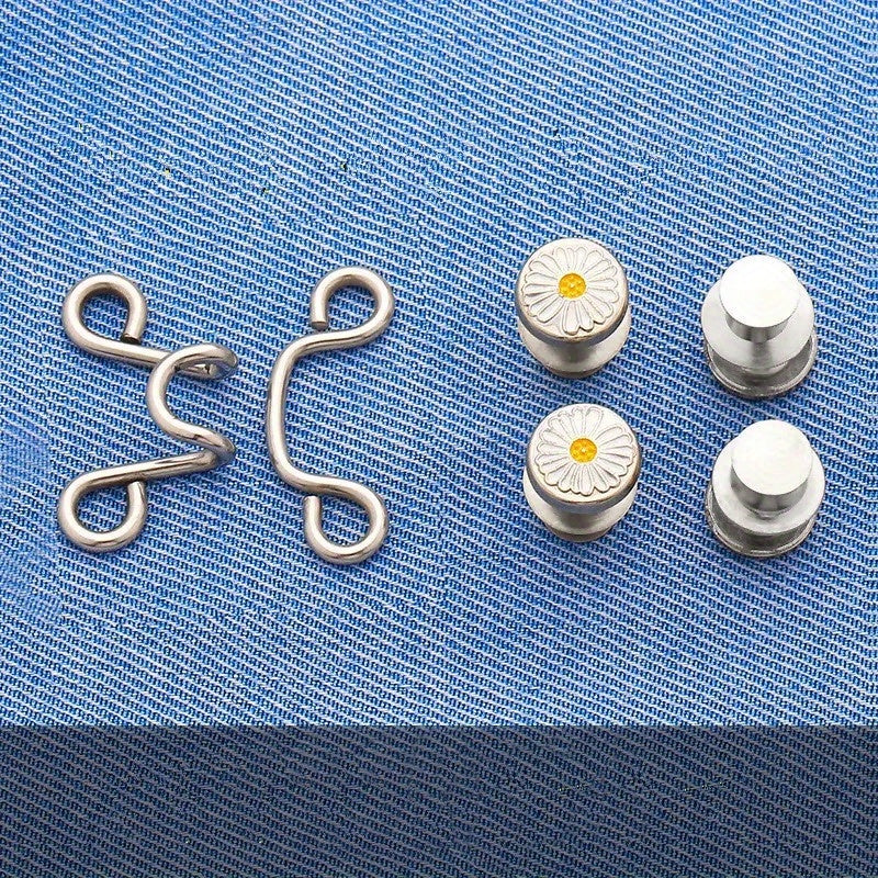 Daisy Metal Button For Pins Jeans Detachable Pant Clip