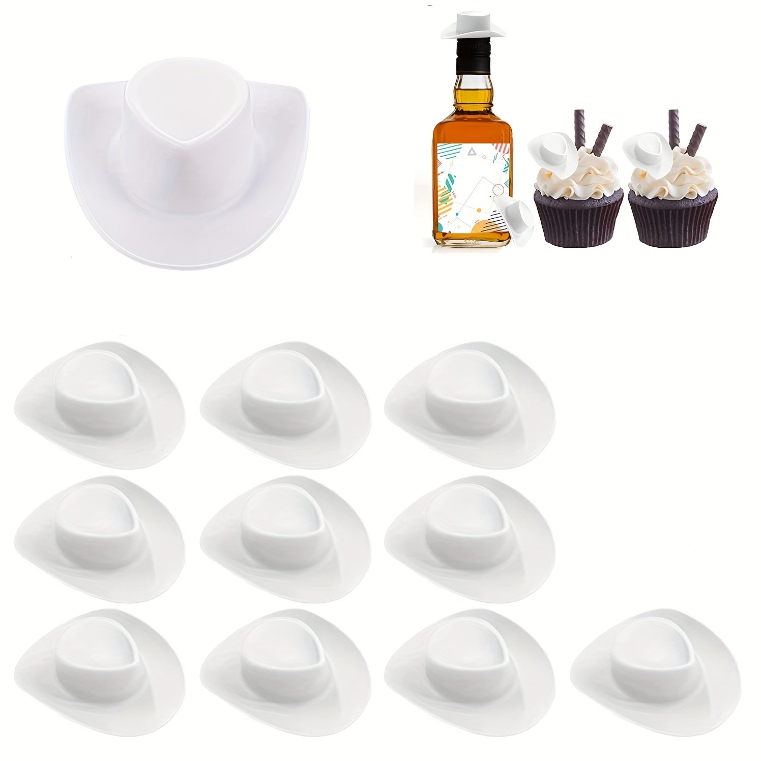10pcs Mini Western Cowboy Hat Plastic Doll Hats Cowboy Cowgirl Hat