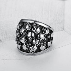 Punk Hip Hop Skull Head Ring Stainless Steel Party Accessory