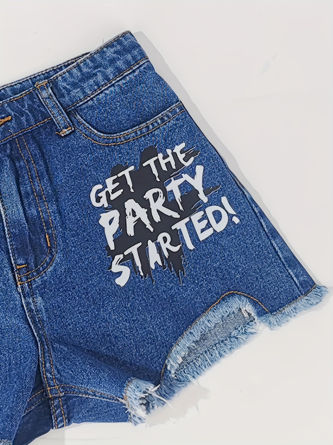 Toddler Girls GET THE PARTY STARTED Denim Shorts