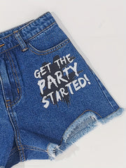 Toddler Girls GET THE PARTY STARTED Denim Shorts