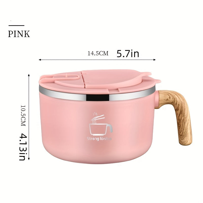 1200ml Stainless Steel Noodle Bowl with Lid & Handle