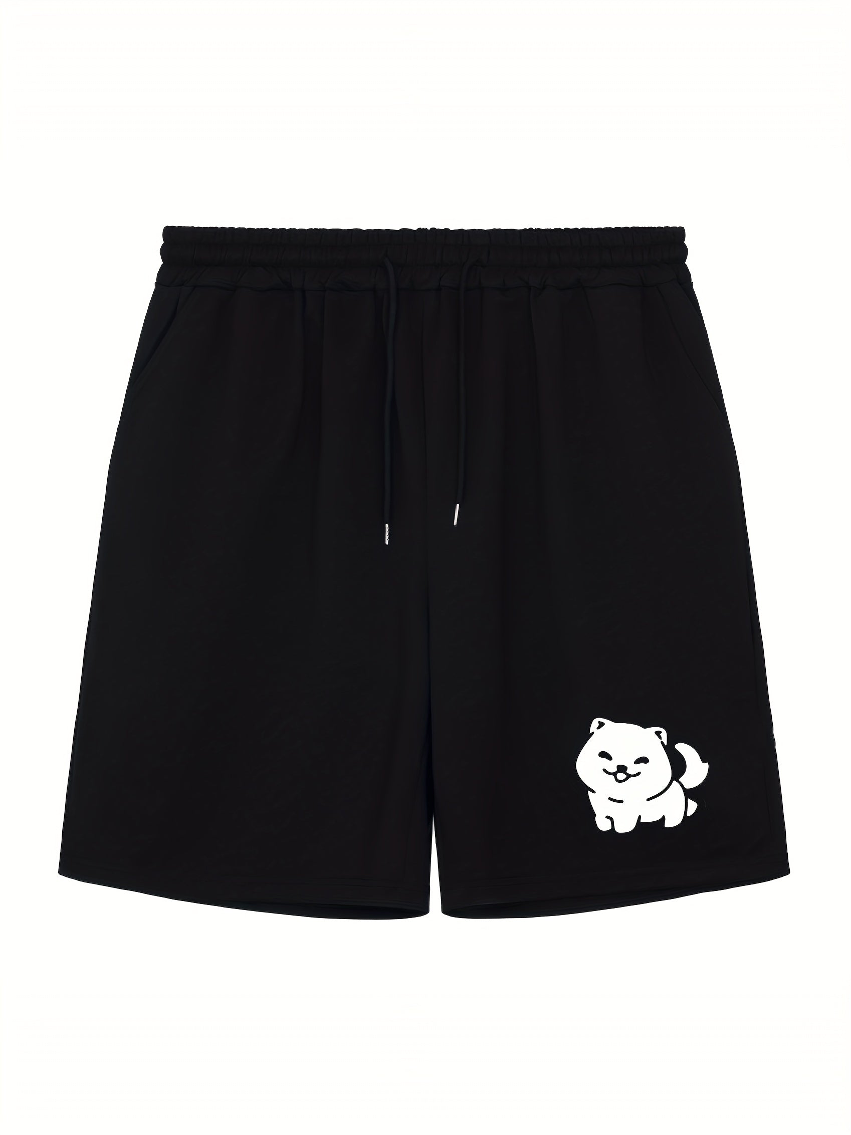 Men's Dog Doodle Print Workout Shorts Active Stretch Drawstring Sports Shorts