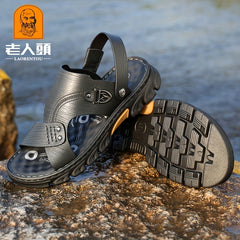 LAORENTOU Men's Non Slip Sandals Wear resistant Comfy Beach Shoes