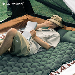 KORAMAN Inflatable Camping Sleeping Mat & Pillow for 2 People