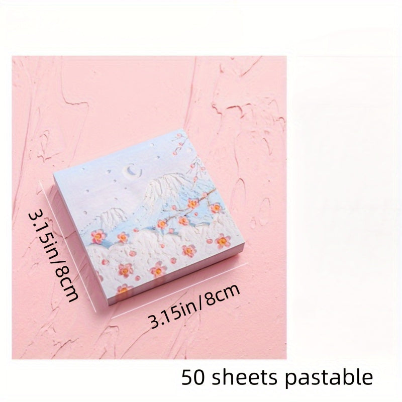 8pcs Painting Sticky Notes Student Message Notes Scenery Notes 50