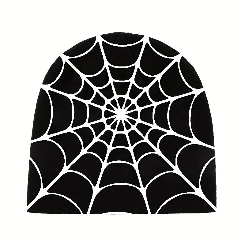 Y2K Gothic Spider Web Jacquard Skull Cap Unisex Warm Knit Hat