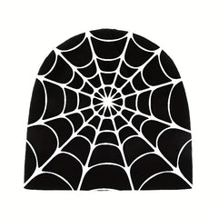 Y2K Gothic Spider Web Jacquard Skull Cap Unisex Warm Knit Hat