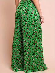  Leopard Print High Waisted Wide Leg Trousers