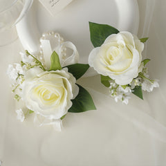 Classic Rose Gypsophila Brooch for Wedding - Bride Wrist Flower