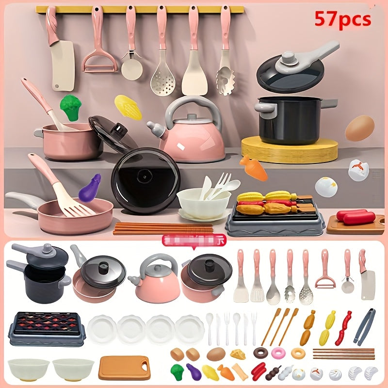 Kitchen Cooking Utensil Set with Fruit Food Playset for Girls