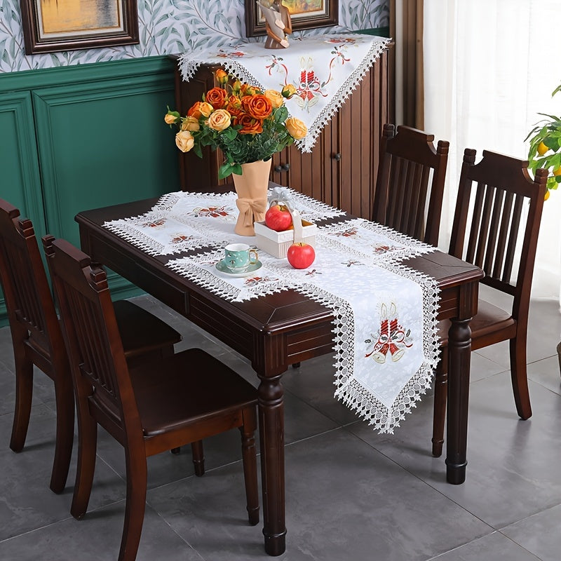 Polyester Christmas Table Runner Red Bell Printed Holiday Decoration