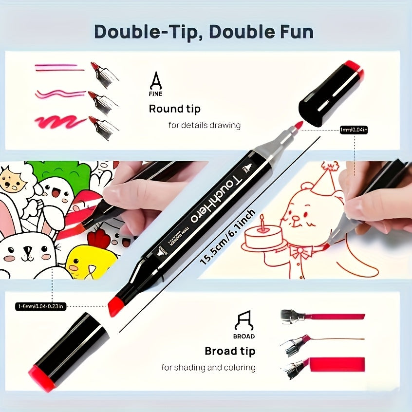 Artist Marker Set Dual Tip Angle and Fine Line Sketching Art Markers