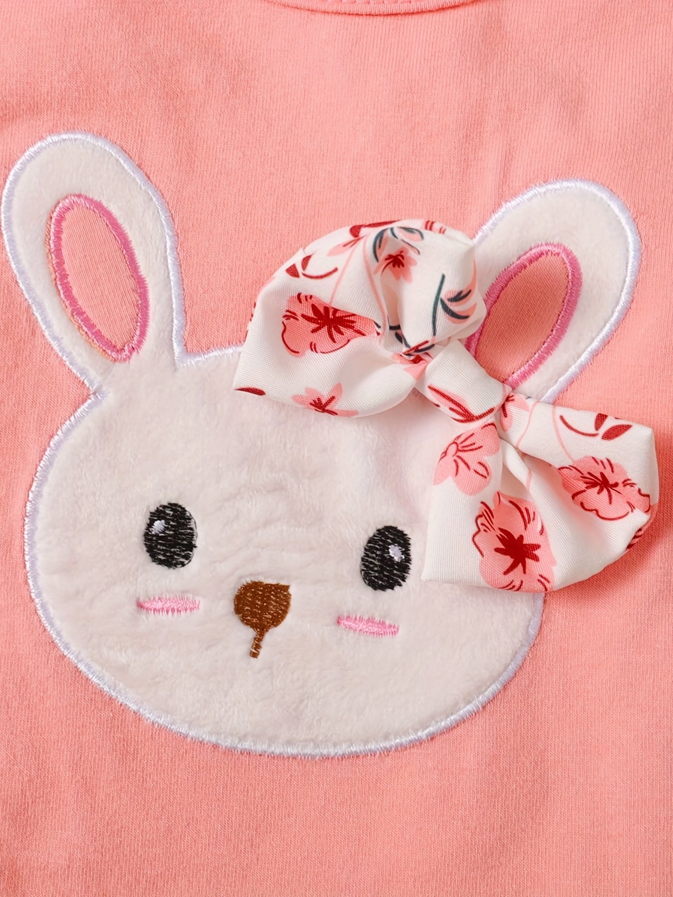 3pcs Baby Girls Rabbit Print Onesie & Floral Shorts Set