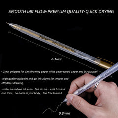 3 Gel Pen Set Silver Nibs 0.8mm & 1mm Drawing Sketching Illustrating