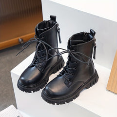 Girls Kids Lace Up Boots Non Slip Zipper Comfortable Indoor Outdoor