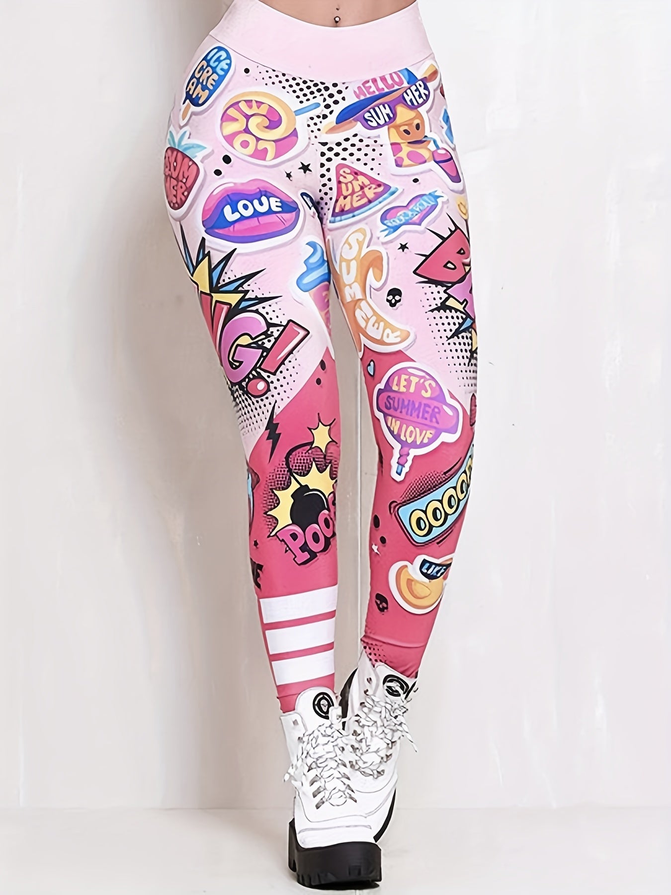 Graphic Print High Waist Leggings for Women