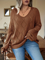  Solid Argyle Pattern Knit Top