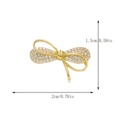 Bowknot Rhinestone Brooch Collar Decoration Pin Fix Clothes Accessories