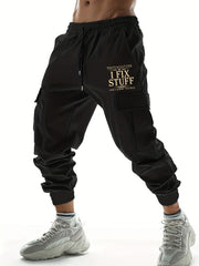 Hipster I Fix Stuff Print Cargo Pants Men s Flap Pocket Trousers