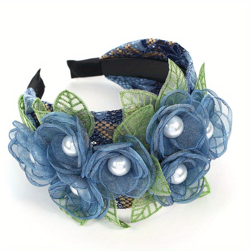Mesh Flower Wide Brim Headband Hair Accessories for Women