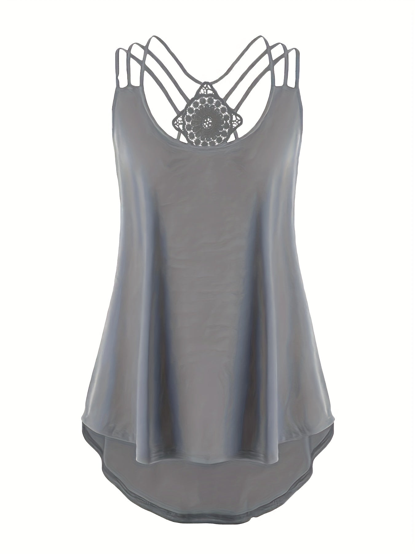  Lace Criss Cross Cami Top Women's Plus Casual Top