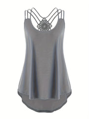  Lace Criss Cross Cami Top Women's Plus Casual Top